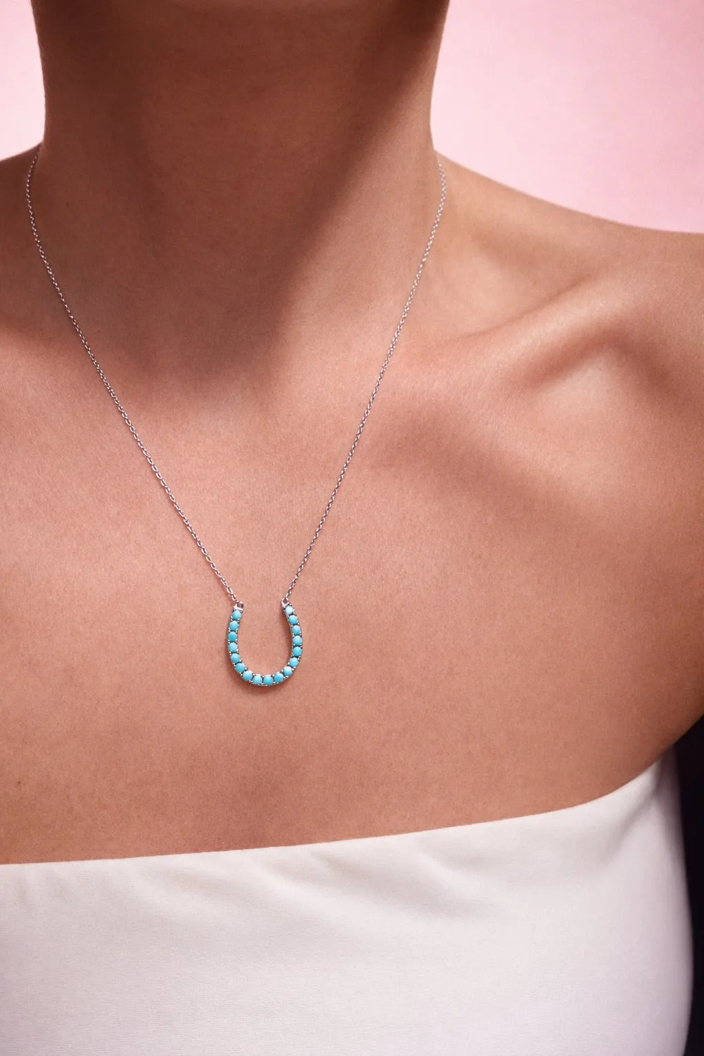 LUCKY HORSESHOE NECKLACE- STERLING SILVER + TURQUOISE sold by Native Gem product image thumbnail 2
