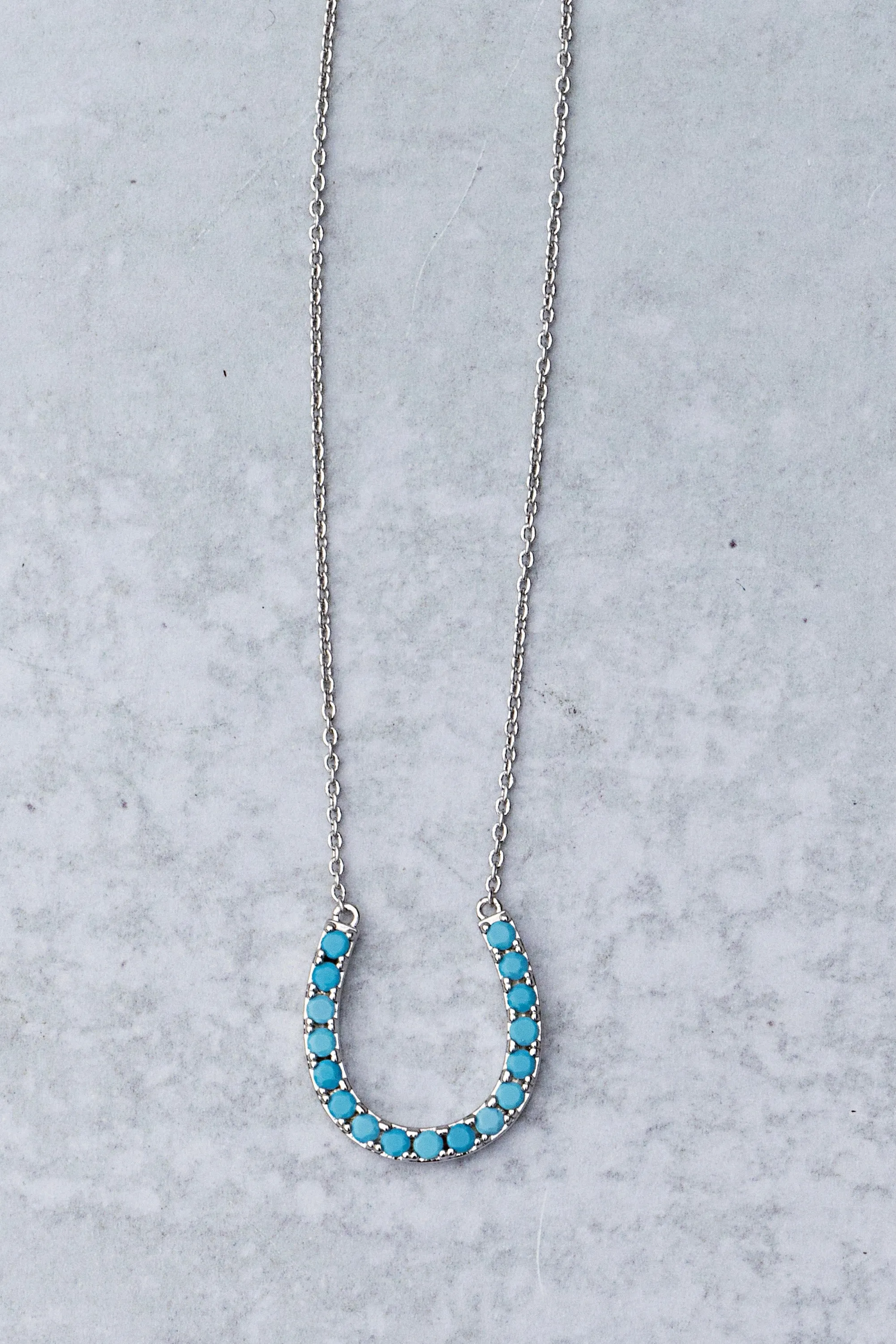 LUCKY HORSESHOE NECKLACE- STERLING SILVER + TURQUOISE sold by Native Gem