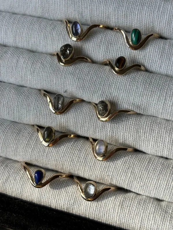 Hastings chevron stone stacking ring sold by Lissa Bowie