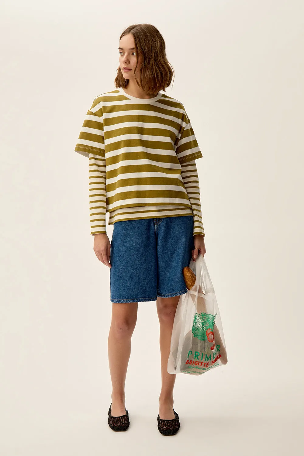 Tee-shirt marinière Filma Basilic/Ecru sold by Des Petits Hauts product image thumbnail 5