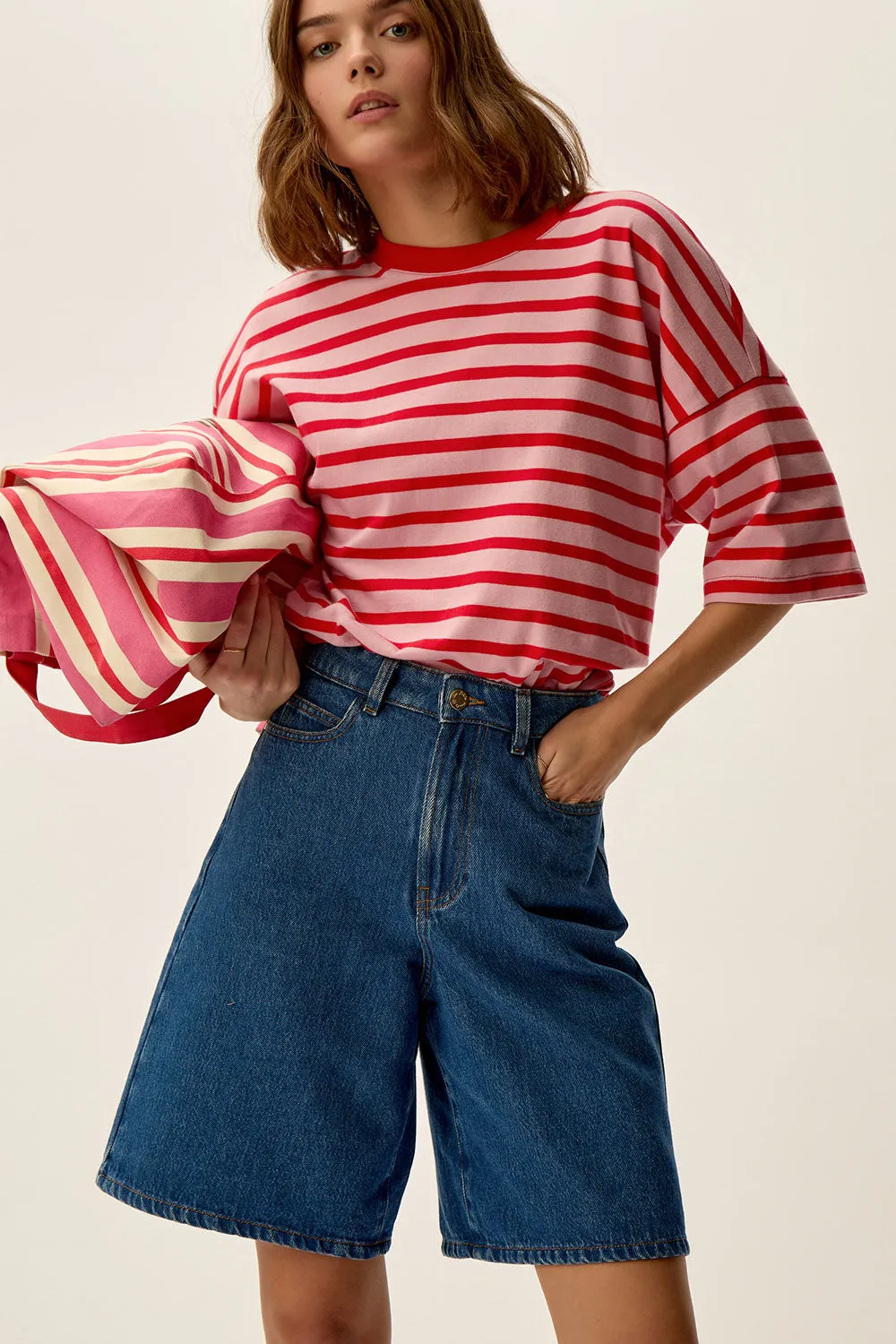 Tee-shirt marinière Josy Bubble/Tomate sold by Des Petits Hauts