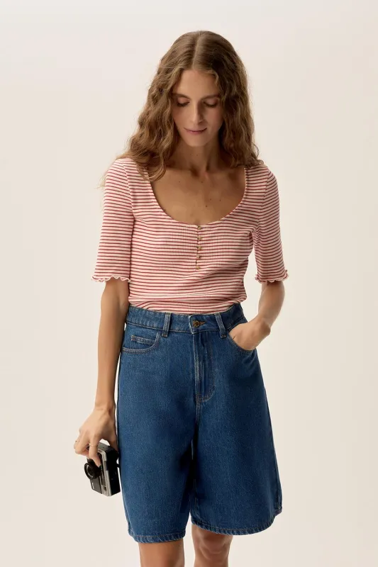 Tee-shirt Ines Cerise/Creme made by Des Petits Hauts