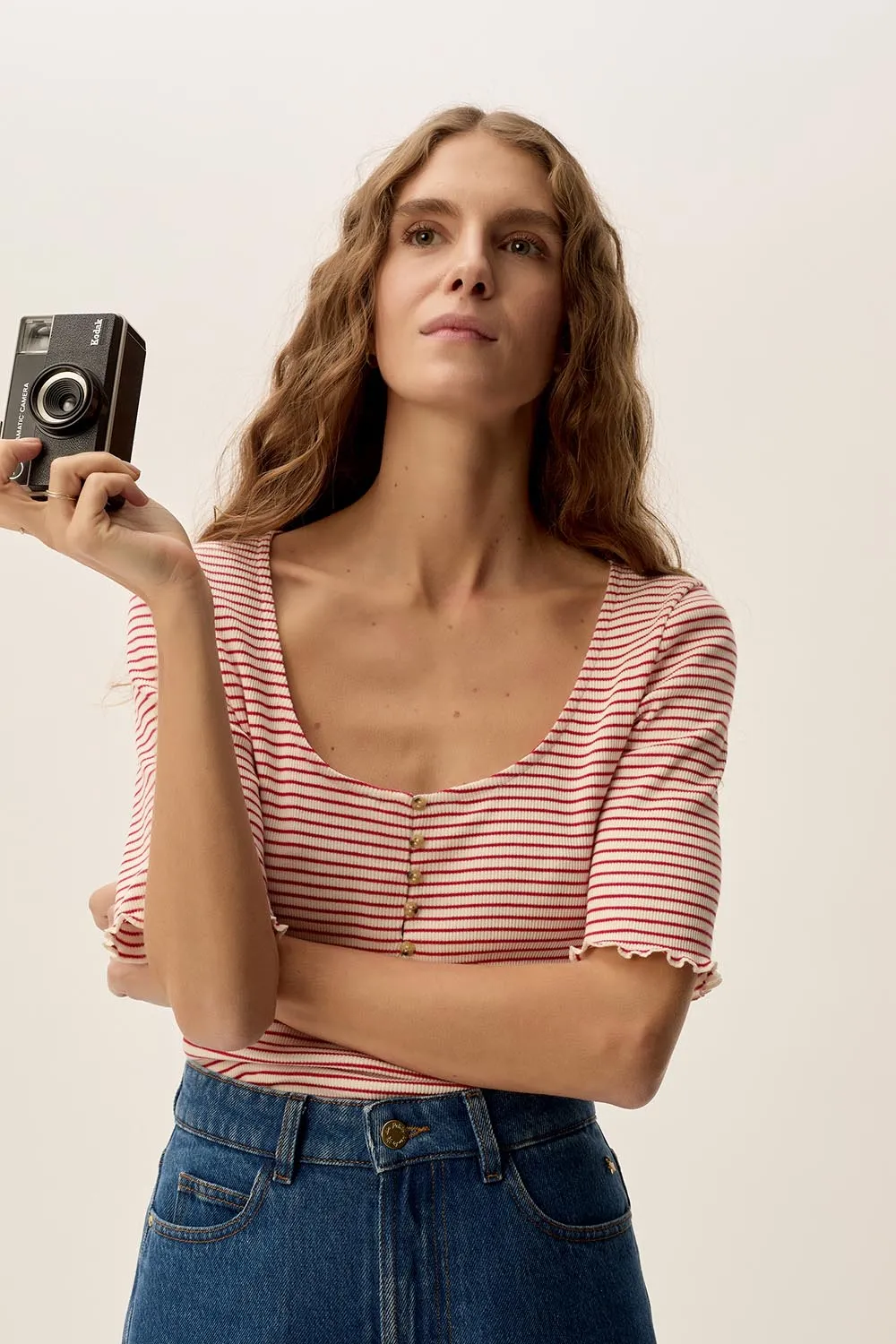 Tee-shirt Ines Cerise/Creme sold by Des Petits Hauts product image thumbnail 4