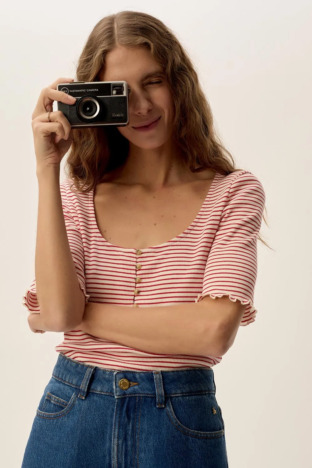 Tee-shirt Ines Cerise/Creme sold by Des Petits Hauts product image thumbnail 2