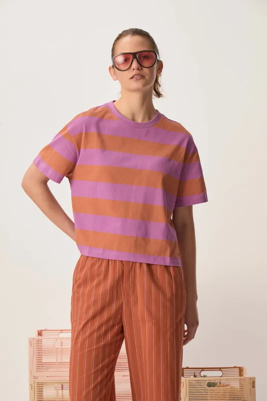 Tee-shirt marinière Filma Lavande/Peanut made by Des Petits Hauts