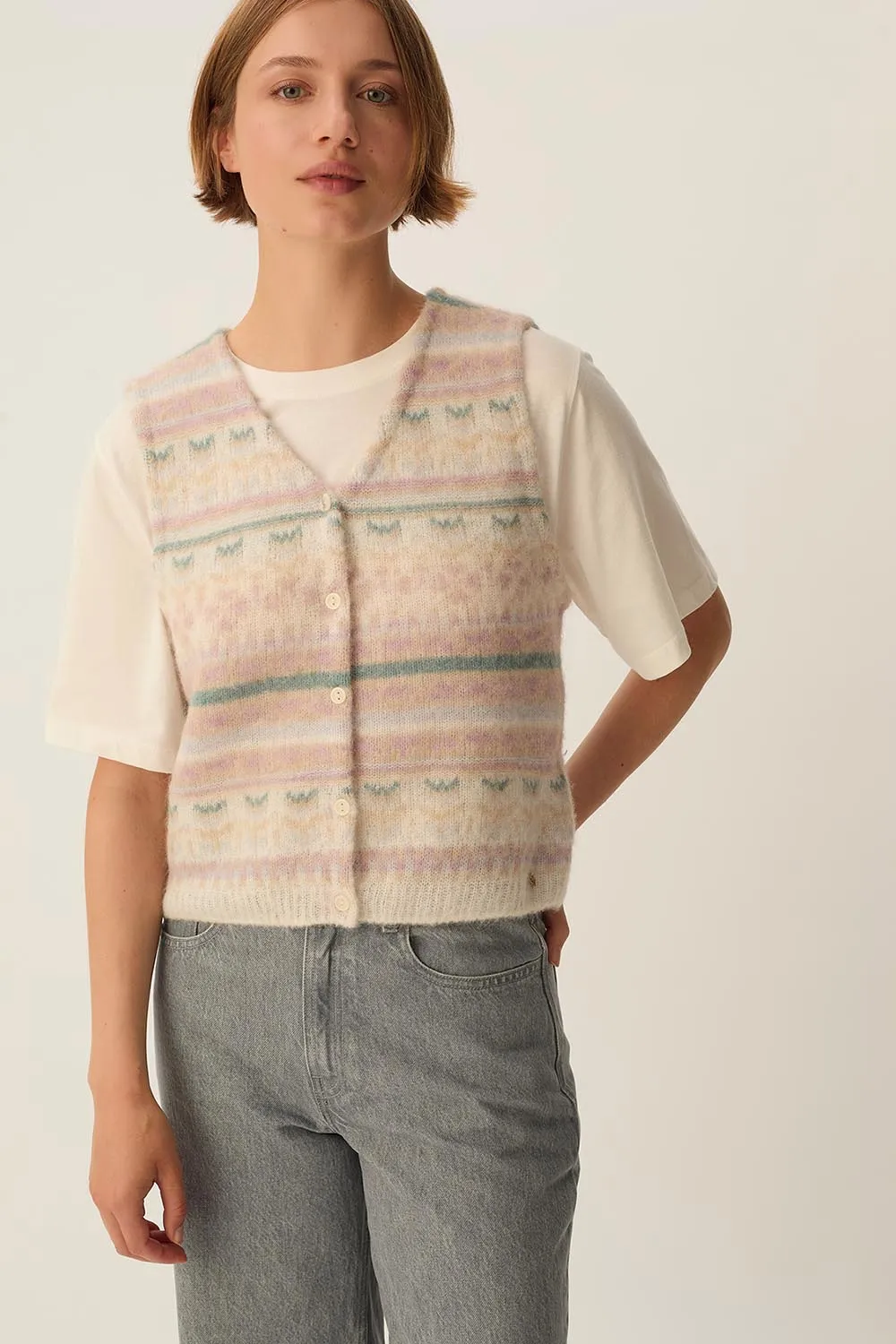 Gilet Auguste Fairisle sold by Des Petits Hauts