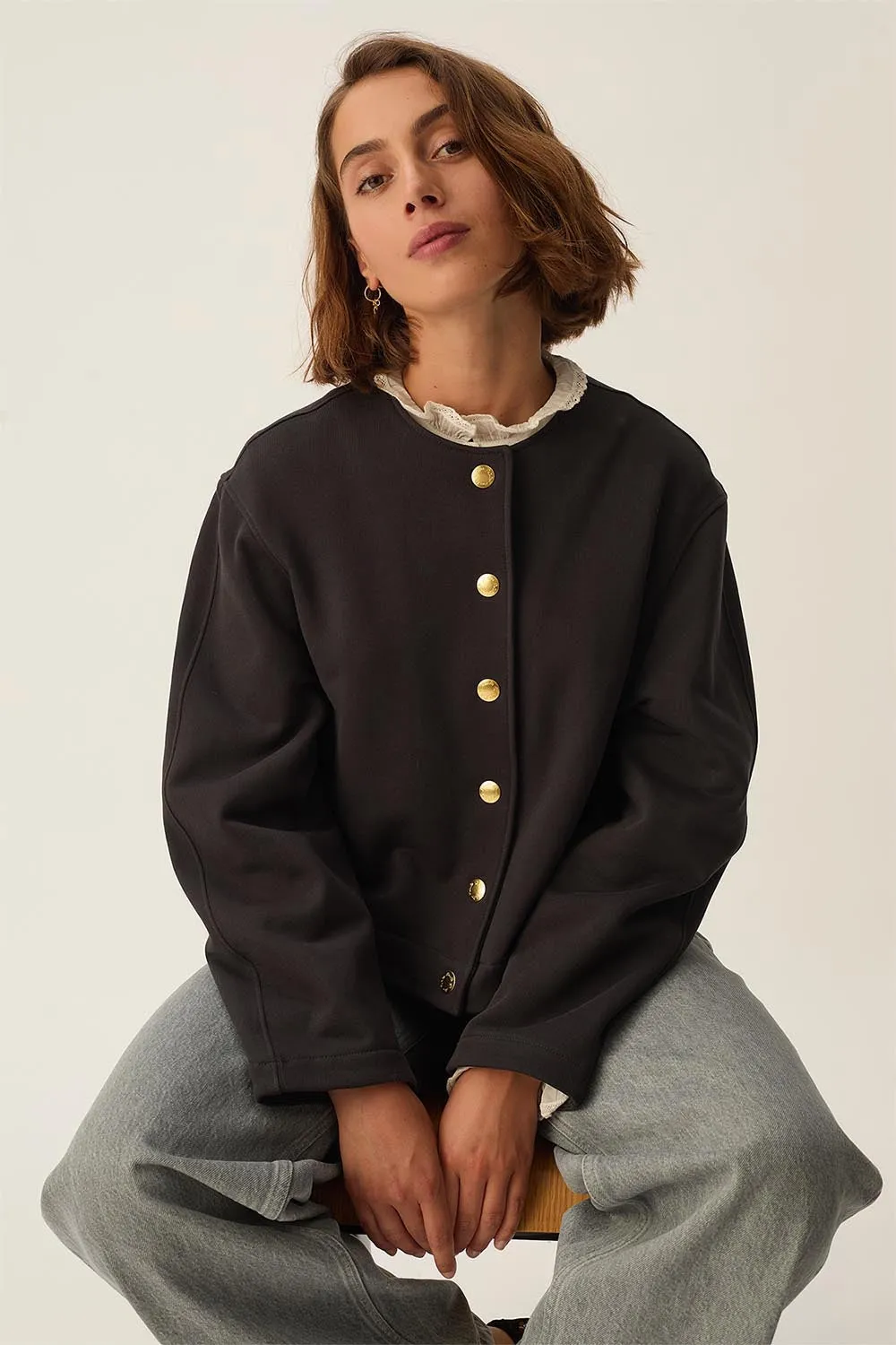 Veste maille Joanne Ardoise sold by Des Petits Hauts