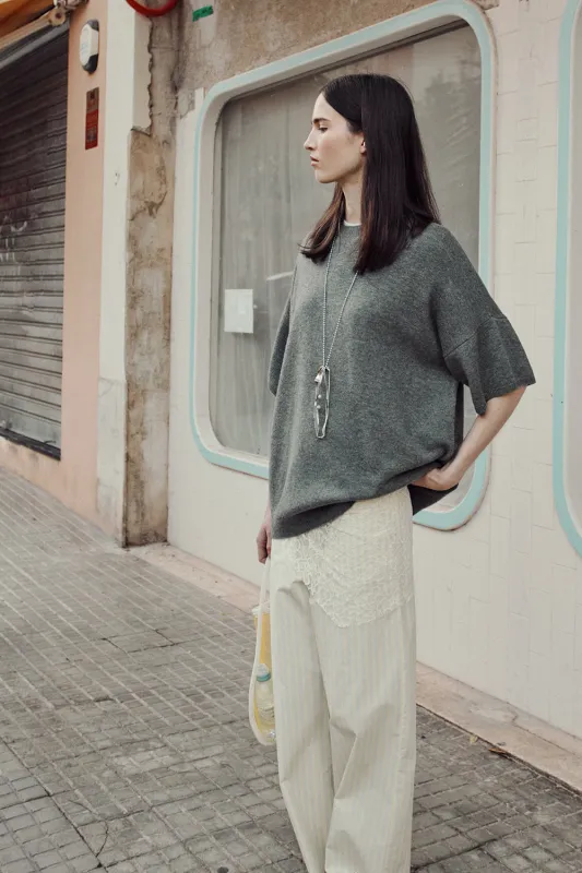 Pull manches courtes Aromane Gris Medium made by Des Petits Hauts