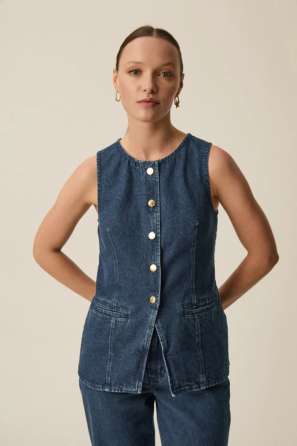 Top Lucille Dark Indigo sold by Des Petits Hauts
