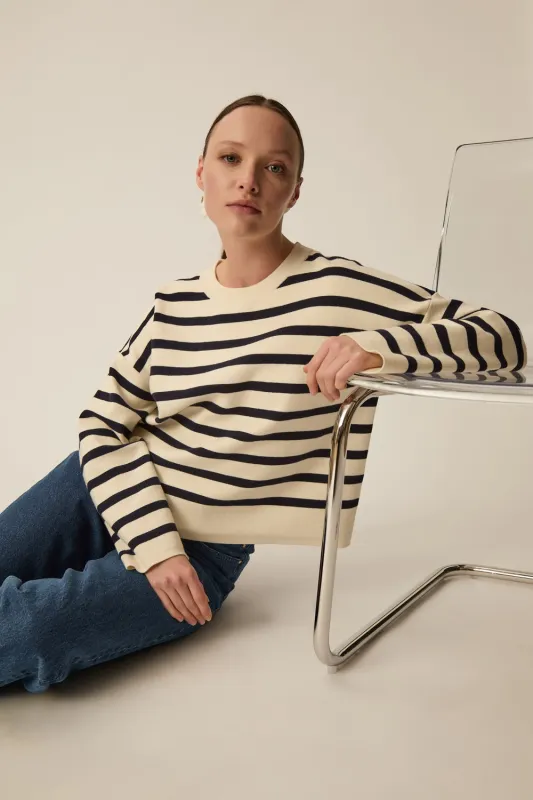 Pull marinière Biscote Creme/Marine made by Des Petits Hauts