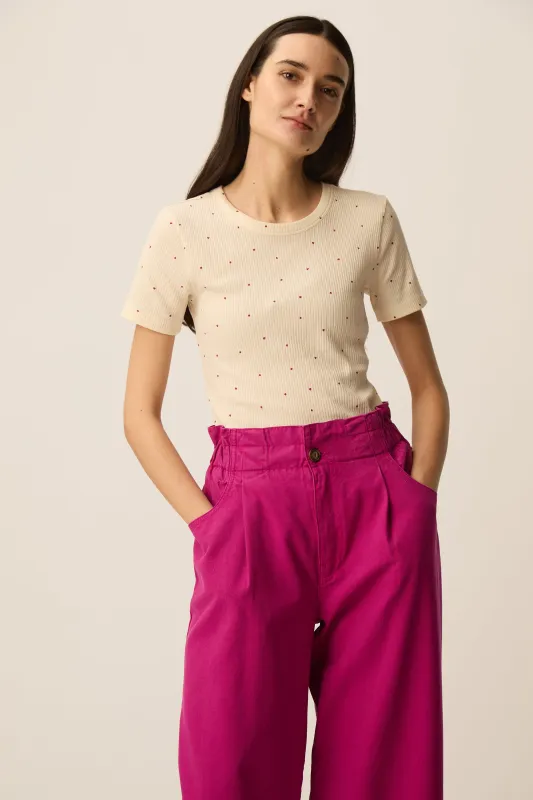 Tee-shirt Hava Ecru/Pivoine made by Des Petits Hauts