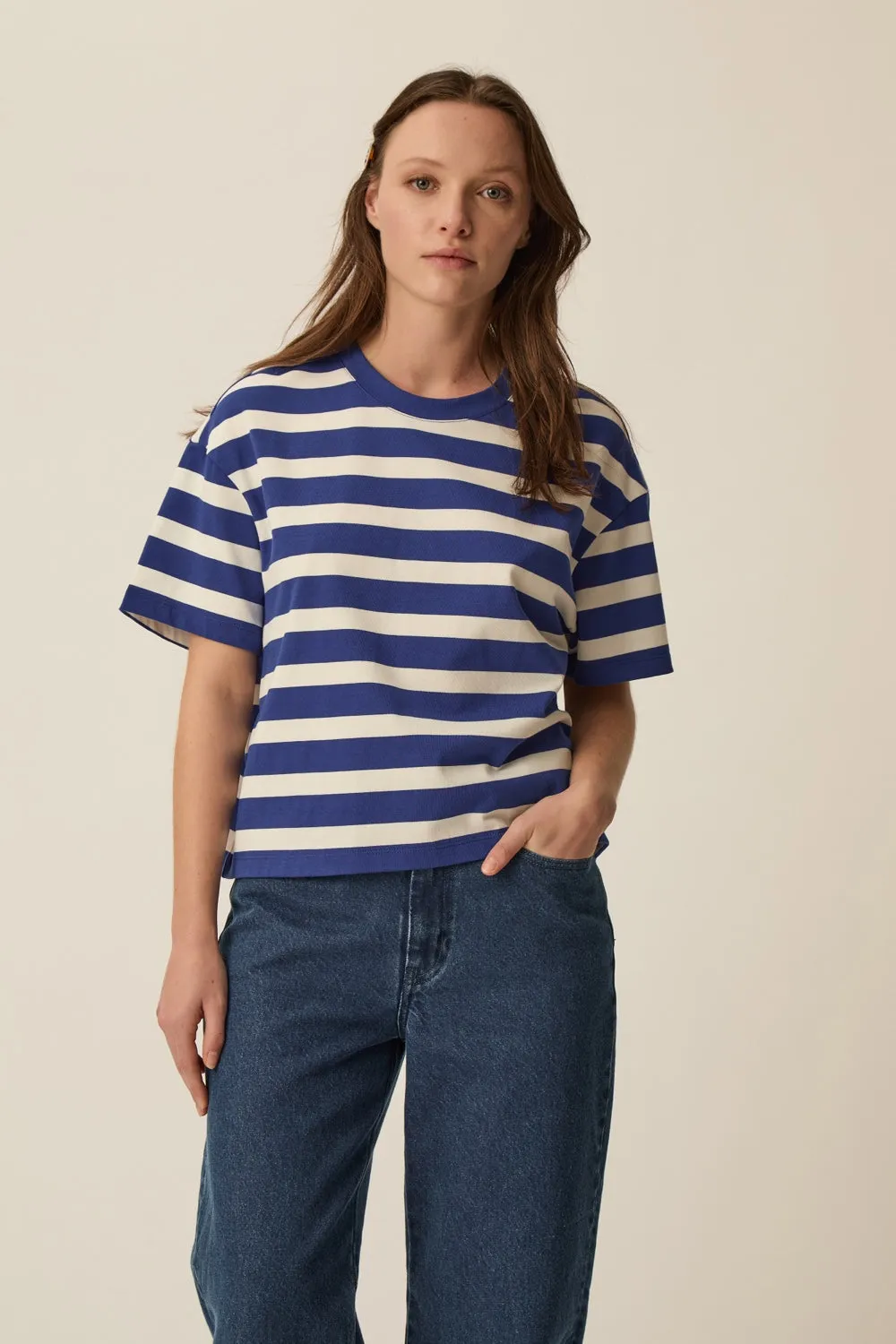 Tee-shirt Filma Indigo/Ecru sold by Des Petits Hauts product image thumbnail 4