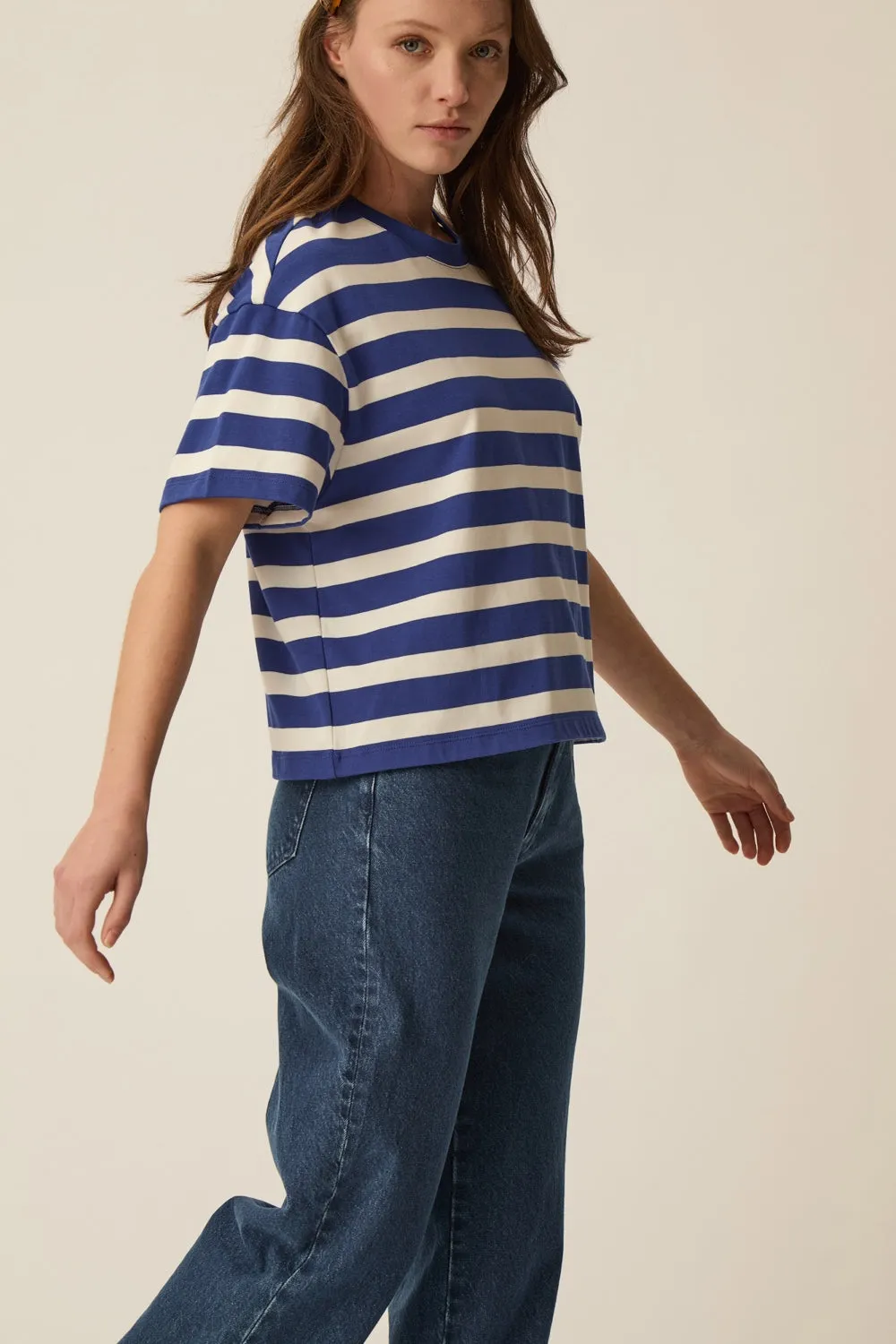 Tee-shirt Filma Indigo/Ecru sold by Des Petits Hauts product image thumbnail 3