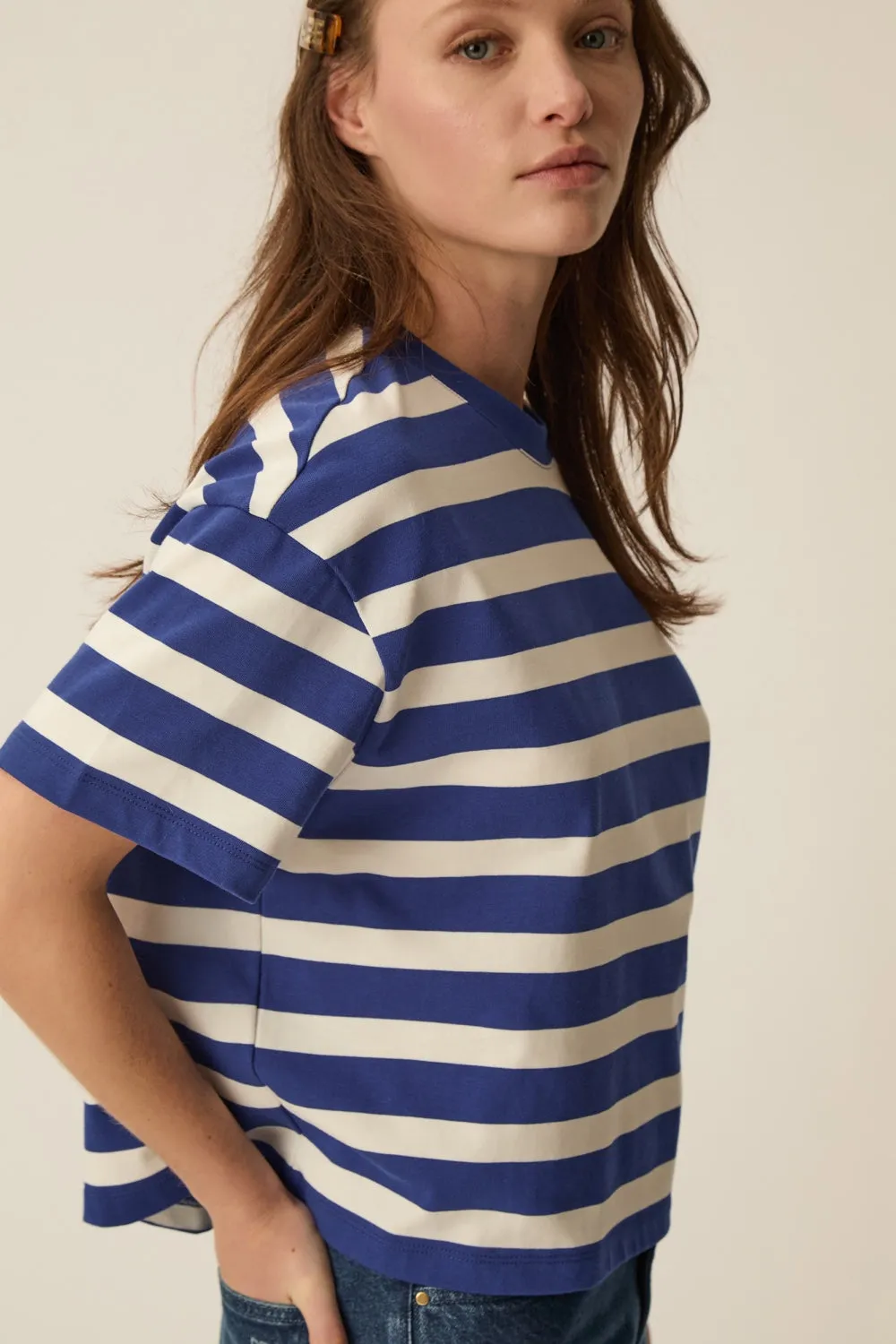 Tee-shirt Filma Indigo/Ecru sold by Des Petits Hauts