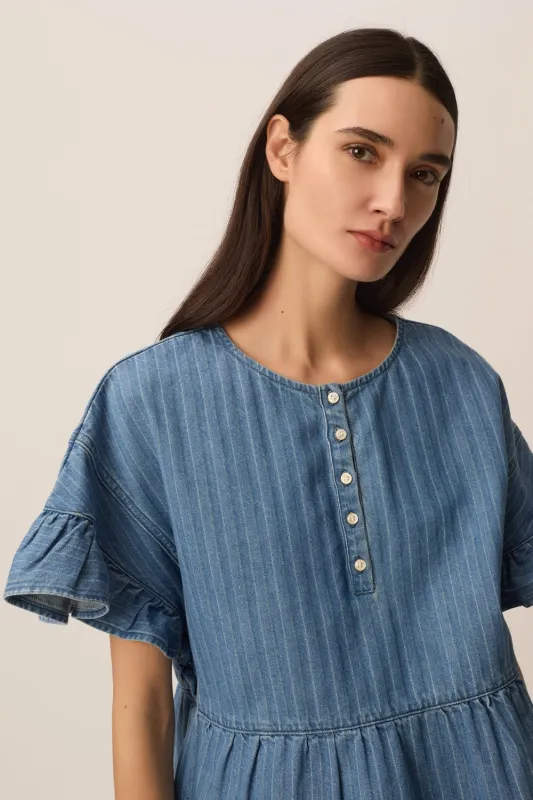 Top Lisette Denim Raye made by Des Petits Hauts