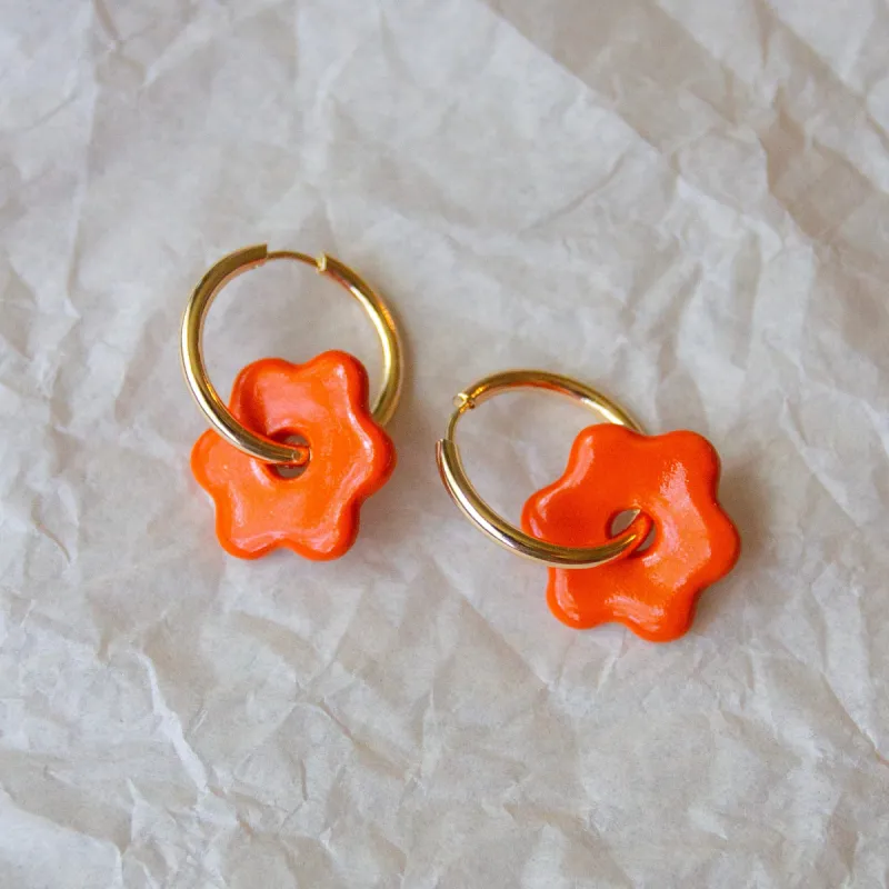 Daisy Hoops - Orange sold by Meghan MacWhirter