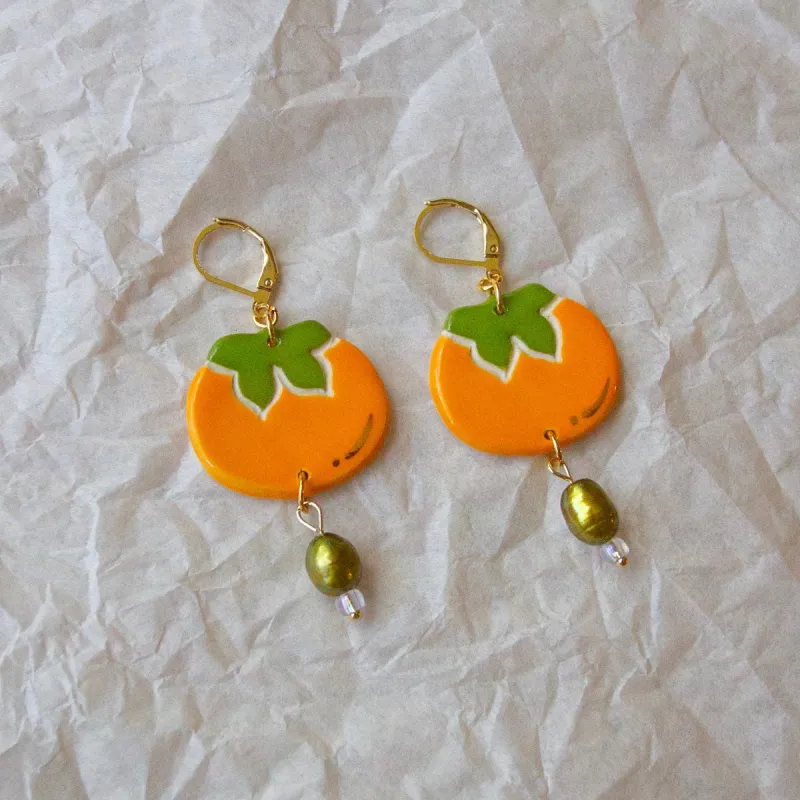 Persimmon with Pearl Earrings sold by Meghan MacWhirter