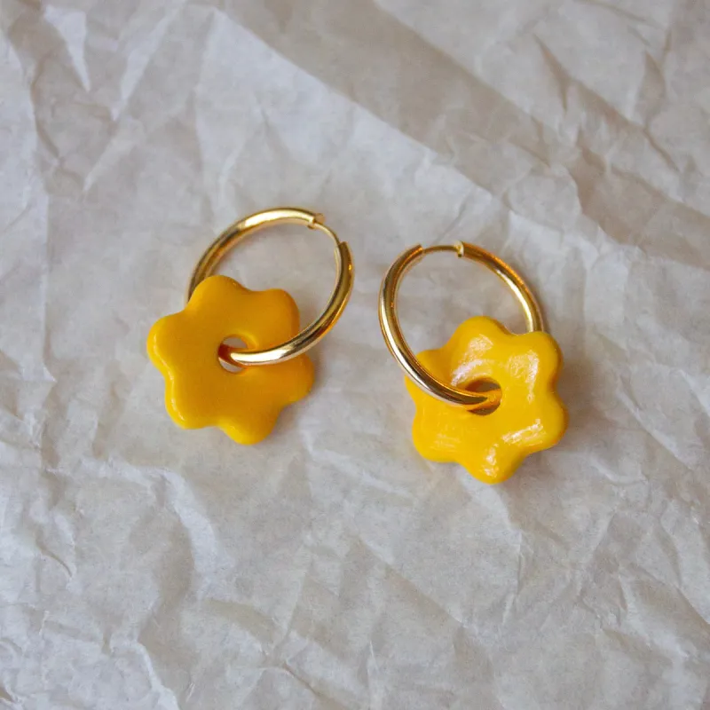 Daisy Hoops - Cherry Red sold by Meghan MacWhirter