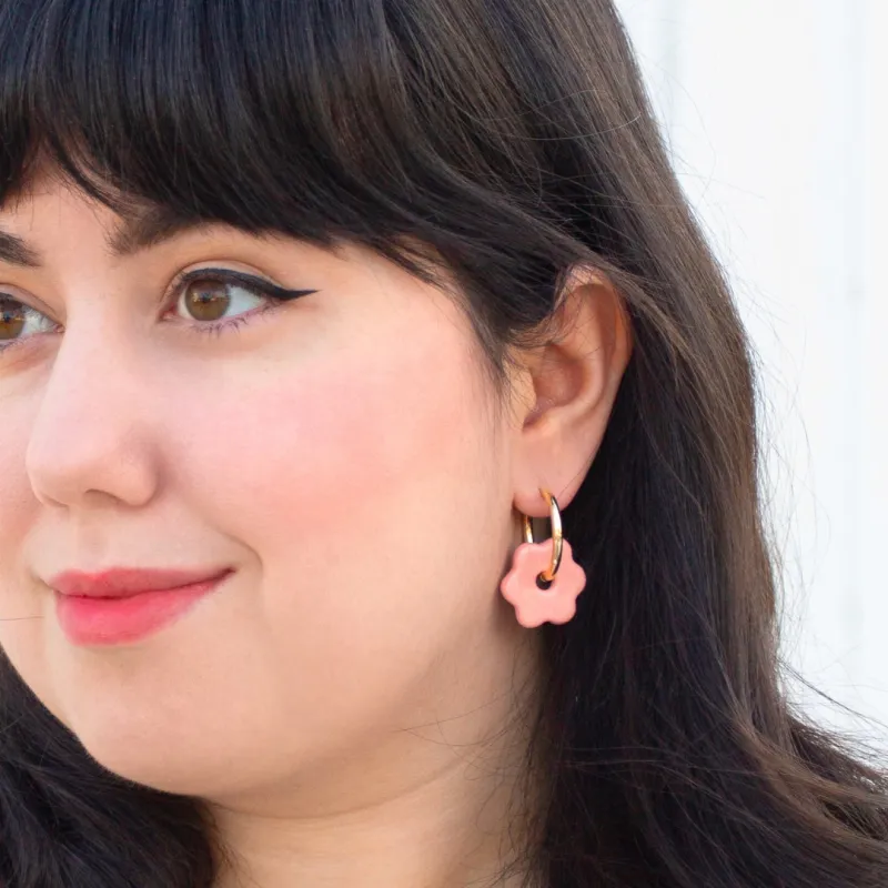 Daisy Hoops - Blue Speckle sold by Meghan MacWhirter