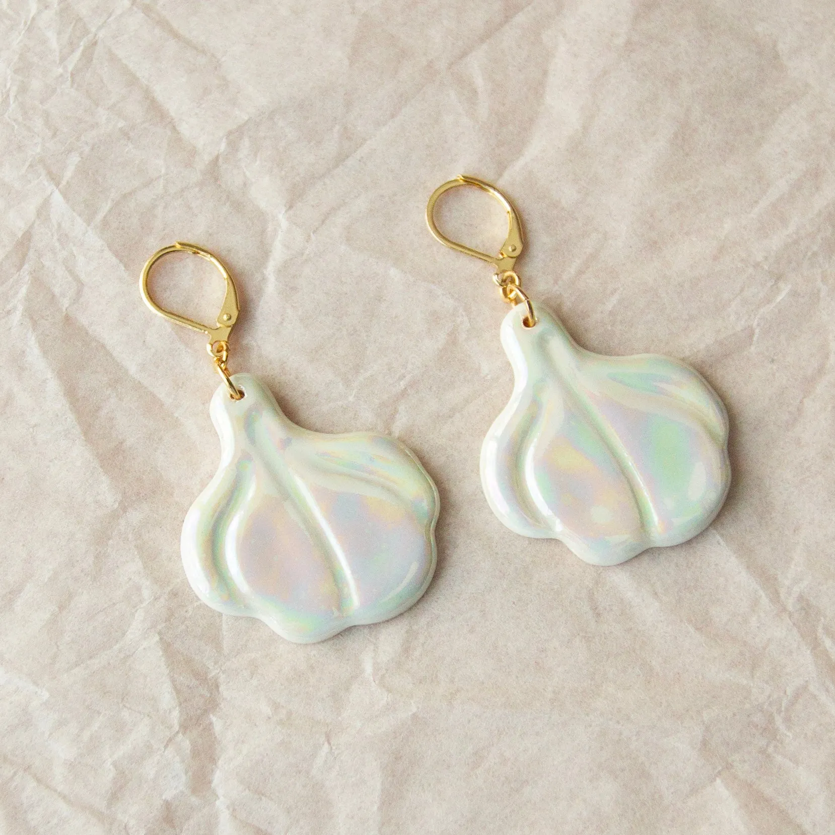 Iridescent Garlic Earrings sold by Meghan MacWhirter