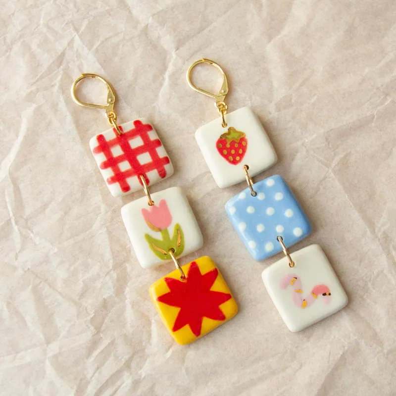 PRE-ORDER Quilt with Worm Earrings made by Meghan MacWhirter