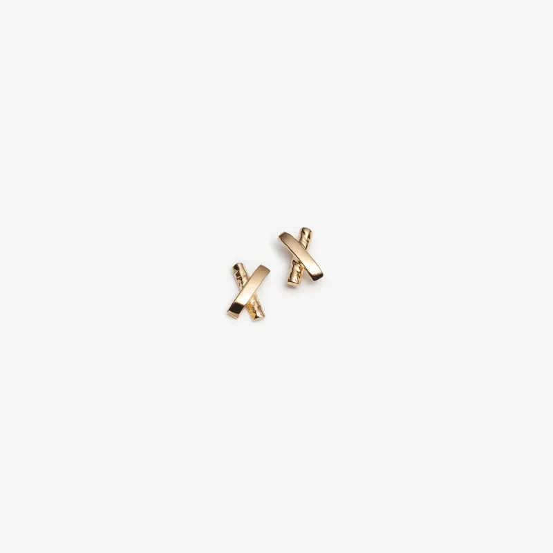 Optimiste - Puces d’oreilles en forme de X - Boucles d’oreilles en argent sterling ou plaqué or sold by Lidia Jewelry