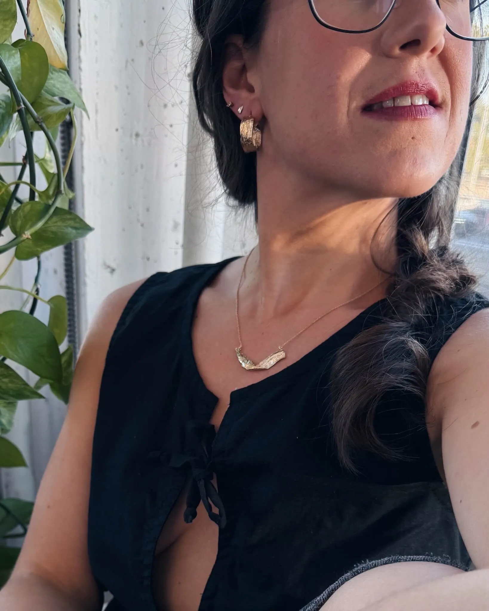 Double Dare – Grosses boucles d’oreilles texturées faites à la main sold by Lidia Jewelry product image thumbnail 4