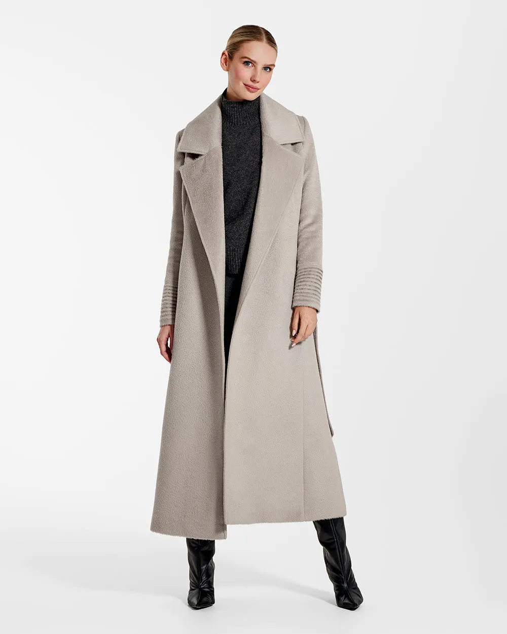 Suri Alpaca Maxi Notched Collar Wrap Coat sold by Sentaler product image thumbnail 3