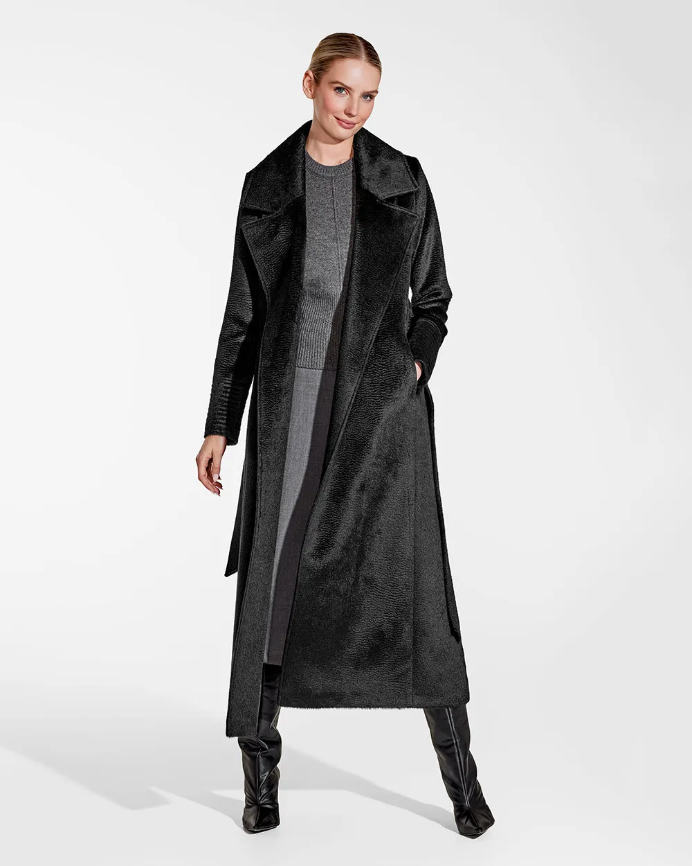 Suri Alpaca Maxi Notched Collar Wrap Coat sold by Sentaler product image thumbnail 3
