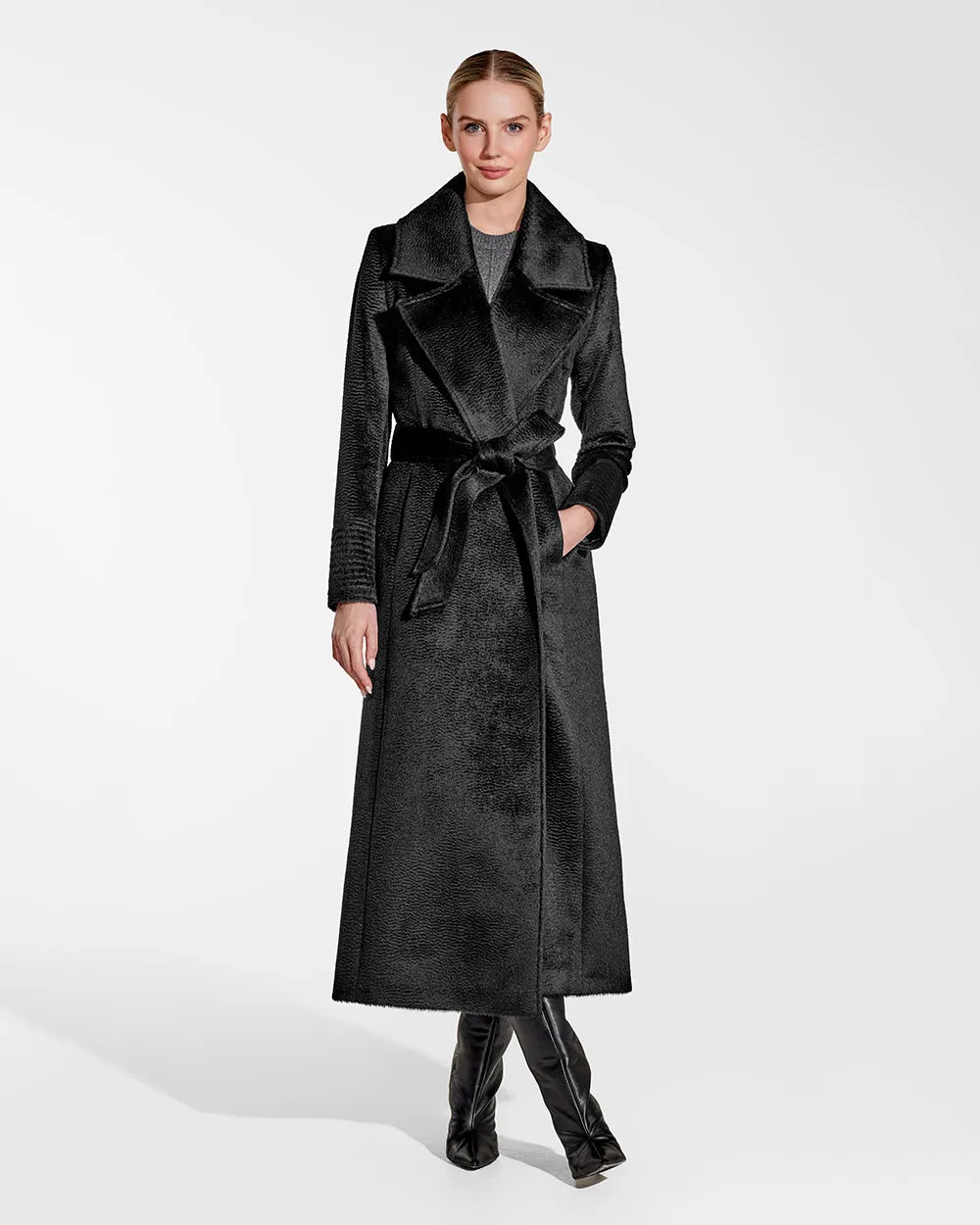 Suri Alpaca Maxi Notched Collar Wrap Coat sold by Sentaler product image thumbnail 2