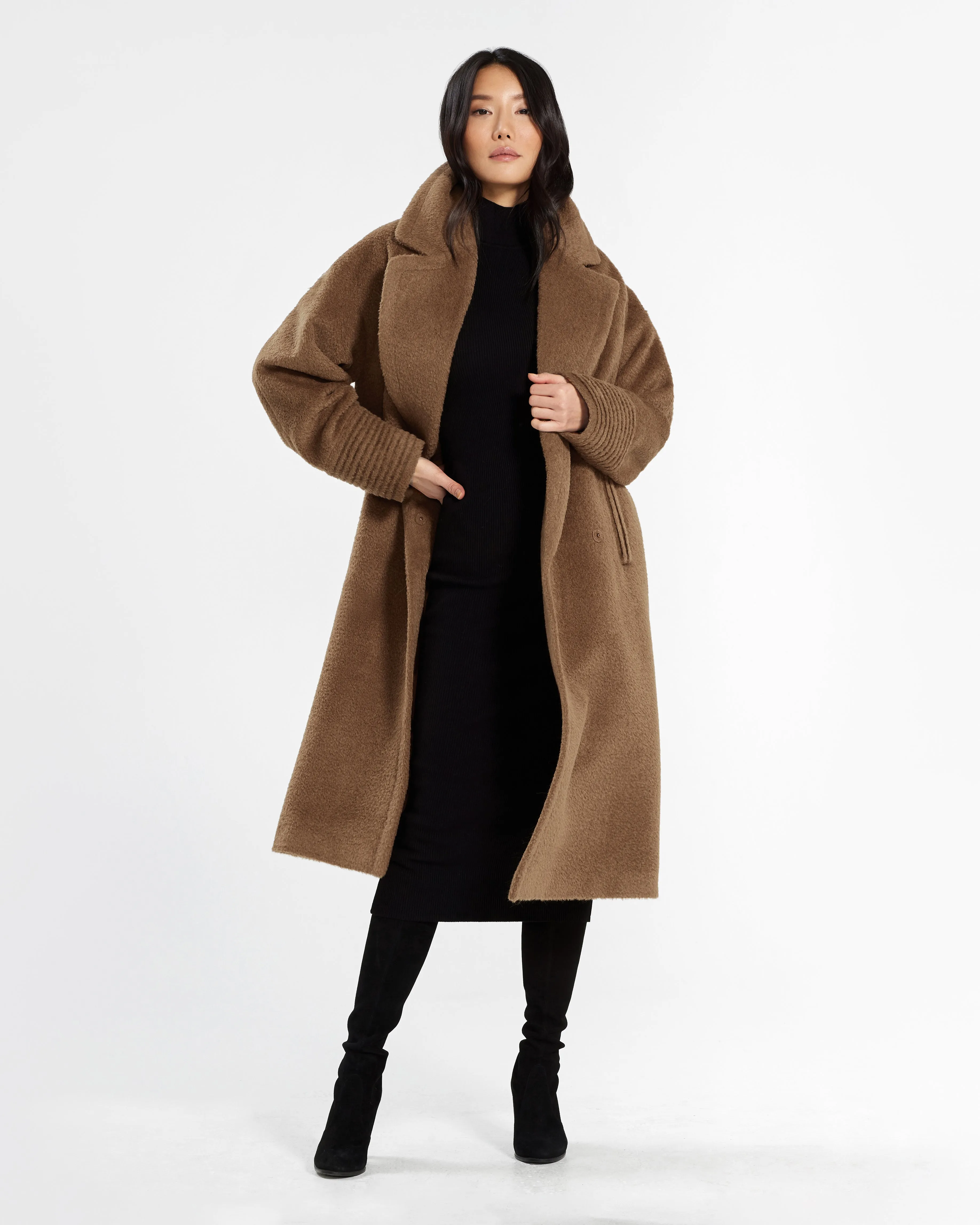 Bouclé Alpaca Long Oversized Notched Collar Coat sold by Sentaler product image thumbnail 3