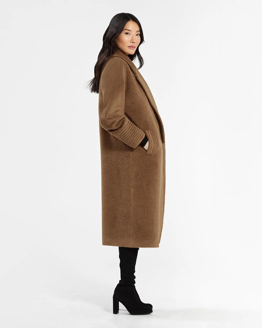 Bouclé Alpaca Long Oversized Notched Collar Coat sold by Sentaler product image thumbnail 5