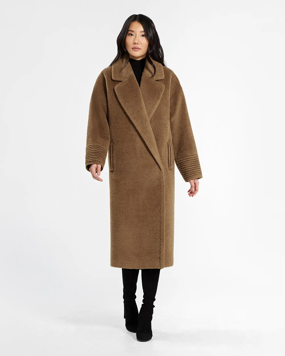 Bouclé Alpaca Long Oversized Notched Collar Coat sold by Sentaler product image thumbnail 4