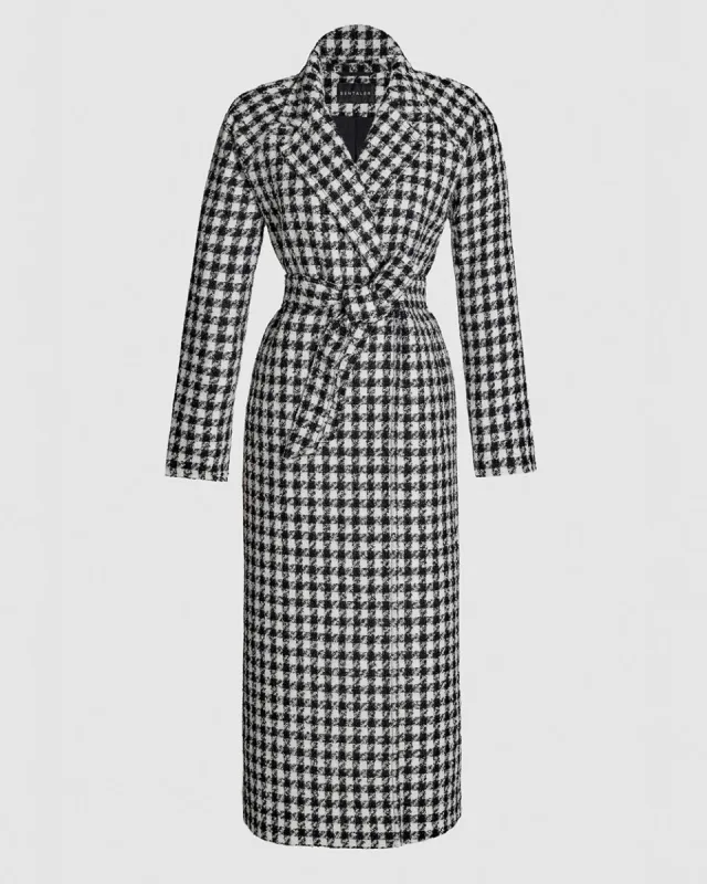 Tweed Houndstooth Suri Alpaca Long Raglan Sleeve Coat sold by Sentaler
