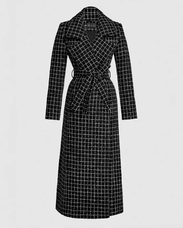 Tweed Suri Alpaca Maxi Notched Collar Wrap Coat sold by Sentaler