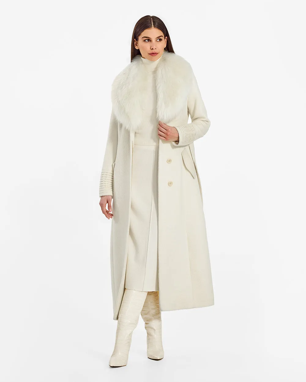 Suri Alpaca Maxi Coat with Alpaca Shearling Collar sold by Sentaler product image thumbnail 3