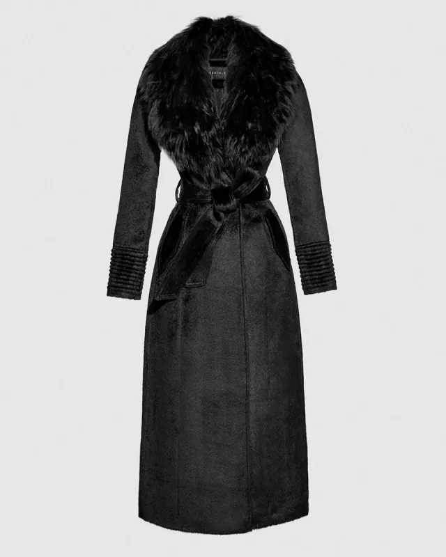 Suri Alpaca Maxi Coat with Alpaca Shearling Collar sold by Sentaler