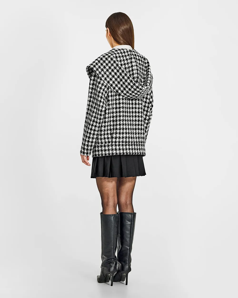 Tweed Houndstooth Suri Alpaca Oversized Hooded Jacket sold by Sentaler product image thumbnail 5