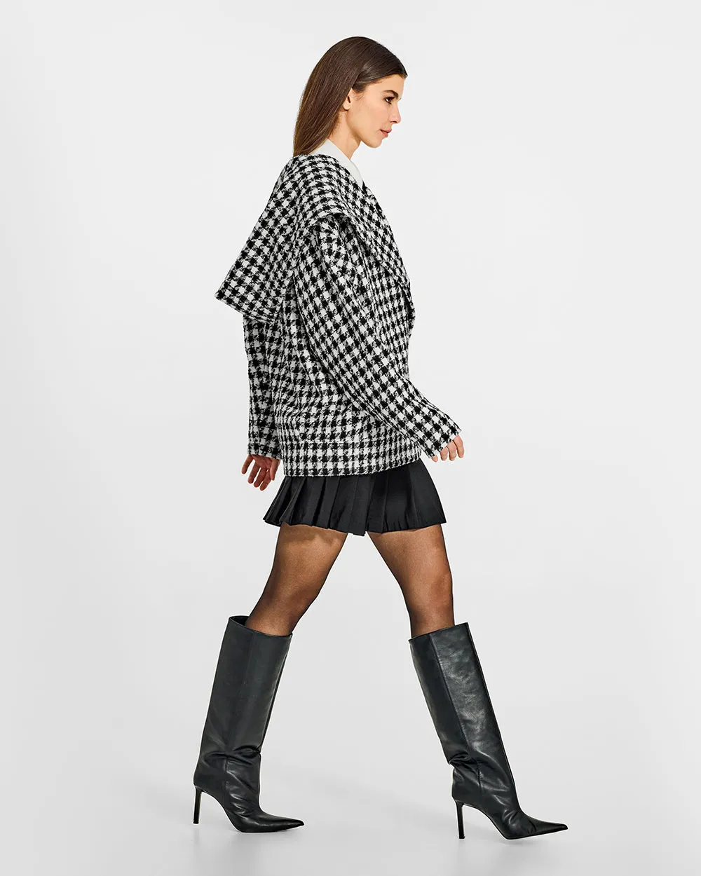 Tweed Houndstooth Suri Alpaca Oversized Hooded Jacket sold by Sentaler product image thumbnail 4