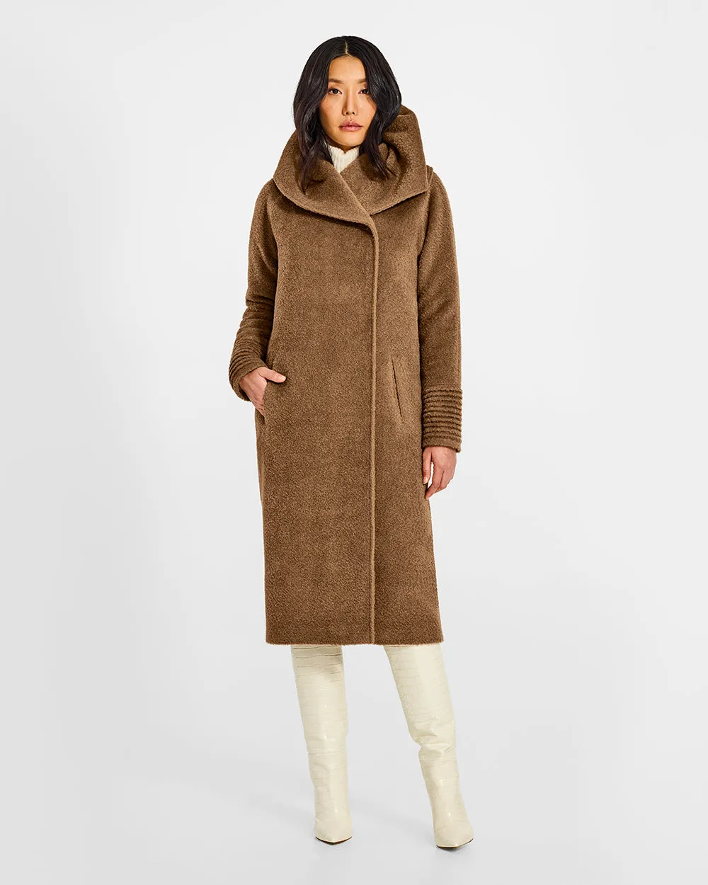 Bouclé Alpaca Long Hooded Coat sold by Sentaler product image thumbnail 2