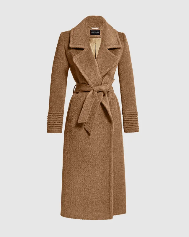 Bouclé Alpaca Long Notched Collar Wrap Coat sold by Sentaler