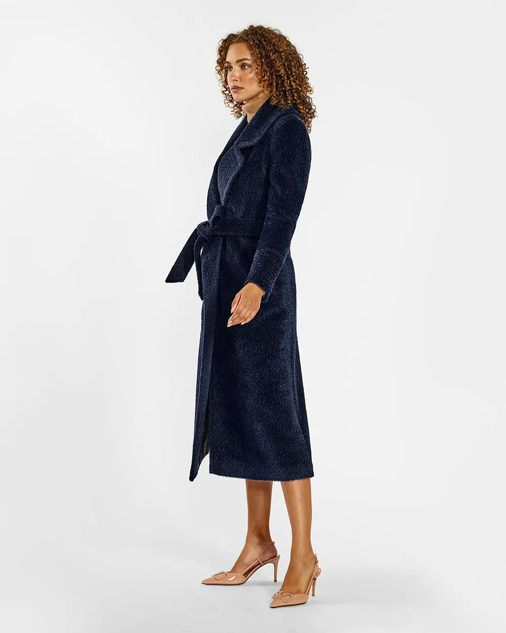 Bouclé Alpaca Long Notched Collar Wrap Coat sold by Sentaler product image thumbnail 4