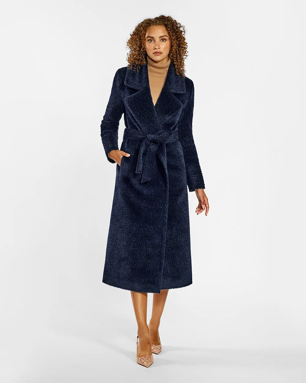 Bouclé Alpaca Long Notched Collar Wrap Coat sold by Sentaler product image thumbnail 2