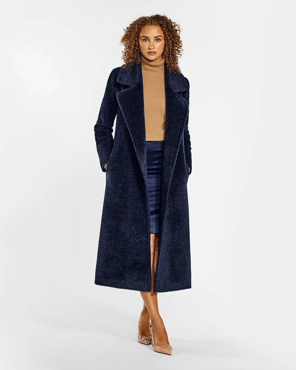 Bouclé Alpaca Long Notched Collar Wrap Coat sold by Sentaler product image thumbnail 3