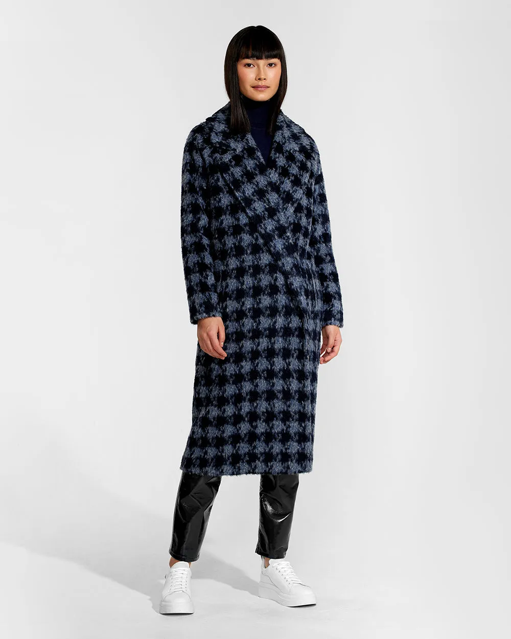 Houndstooth Alpaca Long Raglan Sleeve Notched Collar Coat sold by Sentaler product image thumbnail 3