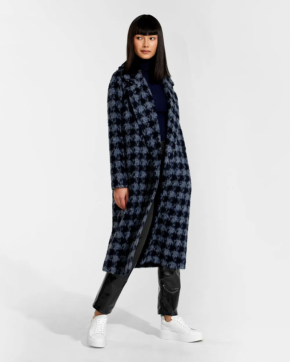 Houndstooth Alpaca Long Raglan Sleeve Notched Collar Coat sold by Sentaler product image thumbnail 4