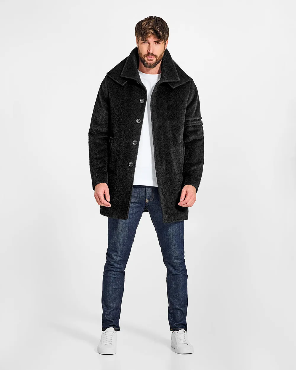 Bouclé Alpaca Double Collar Topcoat sold by Sentaler product image thumbnail 3