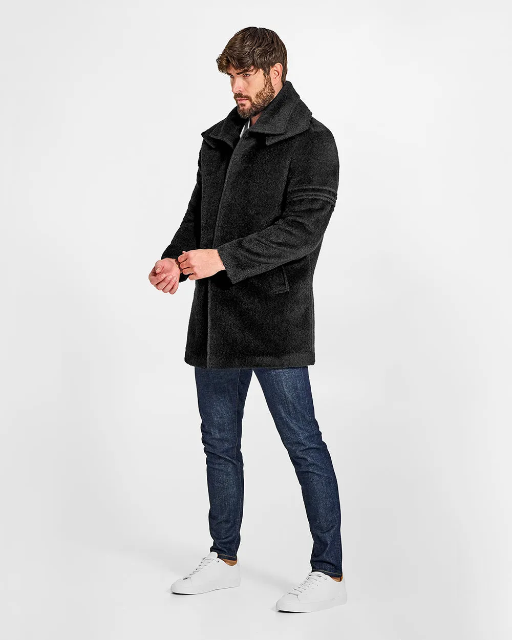 Bouclé Alpaca Double Collar Topcoat sold by Sentaler product image thumbnail 4