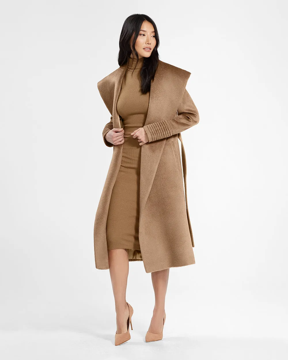 Suri Alpaca Long Shawl Collar Wrap Coat sold by Sentaler product image thumbnail 3
