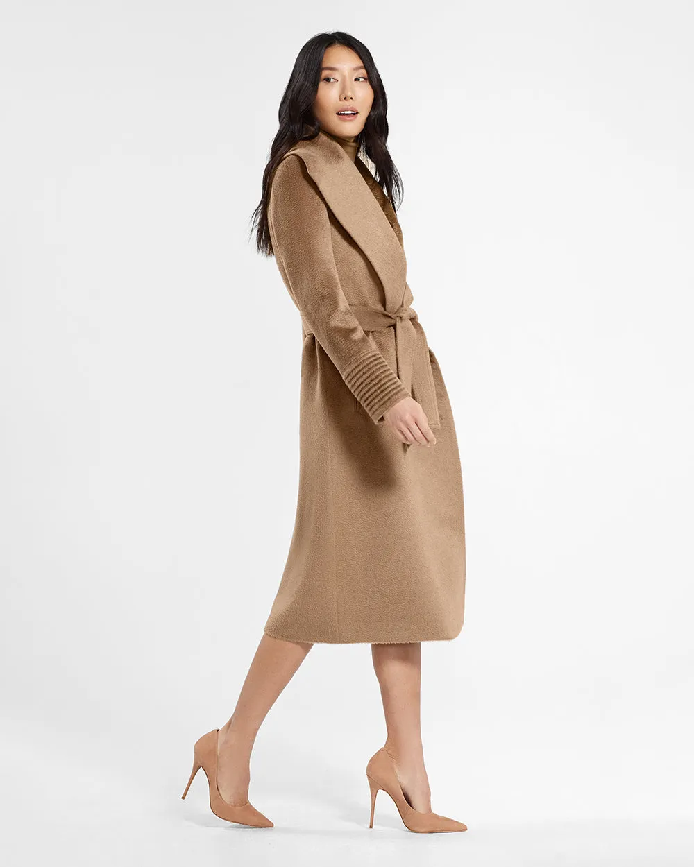 Suri Alpaca Long Shawl Collar Wrap Coat sold by Sentaler product image thumbnail 4
